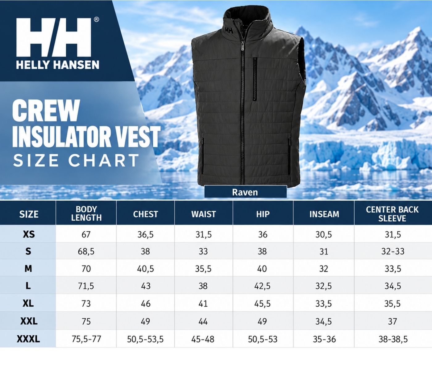 Crew Insulator Vest Size Chart Crew Insulator Vest Size Chart